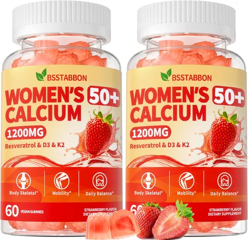 Más de 50 gomitas de citrato de calcio para mujer: 1200 mg de suplementos masticables de gomitas de calcio más magnesio zinc vitamina D3 K2 B12 B6 -