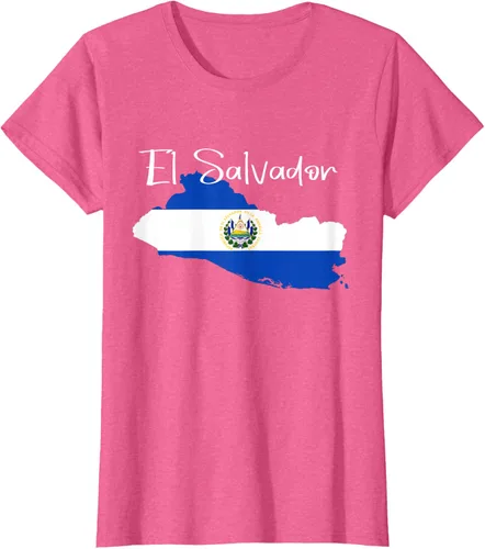 Miniatura 63 de Camiseta con la bandera de El Salvador, mapa de El Salvador, camiseta de Salvador para mujer