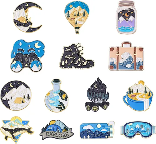 Miniatura 42 de Pandahall - Broches esmaltados de aleación con varios temas, broche de solapa, juego de pines esmaltados