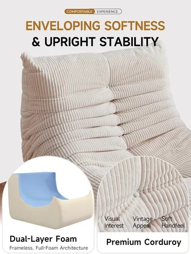 Miniatura 7 de ZCUBED Sillas Grandes de Puf para Adultos, Silla de Salón de Espuma Viscoelástica, Comodo Puf de Corduroy Grande, Sofá Perezoso, Cómoda Silla