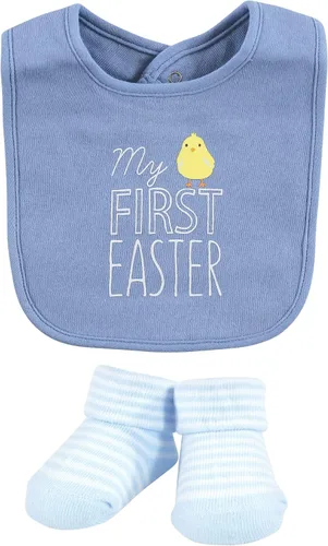 Miniatura 300 de Hudson Baby Conjunto de babero y calcetines unisex de algodón para bebé