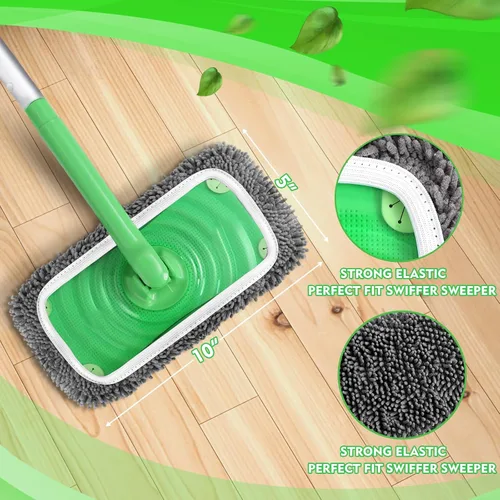 Miniatura 3 de Almohadillas húmedas reutilizables de repuesto para trapeador Swiffer Sweeper – Paños de barrido seco y paños húmedos para limpieza del hogar