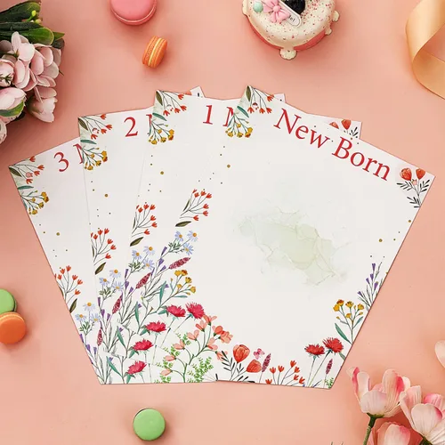Miniatura 4 de Cartel de fotos de primer cumpleaños con tema de flores silvestres de recién nacido a 12 meses para niñas, registro de crecimiento mensual de hitos