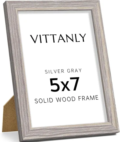 Miniatura 226 de Vittanly - Marco de fotos de 4 x 6 pulgadas de madera maciza con plexiglás, incluye paspartú de 3,5 x 5, para colgar en la pared o poner sobre una