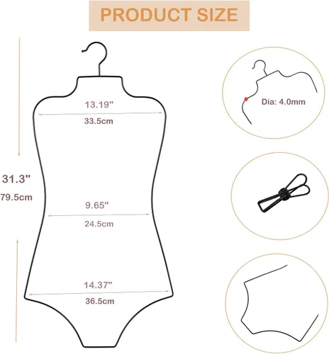 Miniatura 2 de 10Pack Negro Bikini Colgador De Cuerpo Completo Forma Metal Traje De Baño Percha