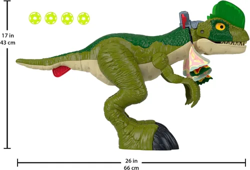 Miniatura 5 de Fisher-Price Imaginext Jurassic World - Juguete de dinosaurio Thrash Attack Dilophosaurus de más de 16 pulgadas con luces y sonidos