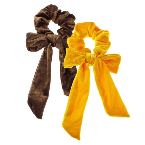 Miniatura 6 de My Lello 2pcs Velvet Long Tail Bow Hair Scrunchies Variedad Negro/Rojo