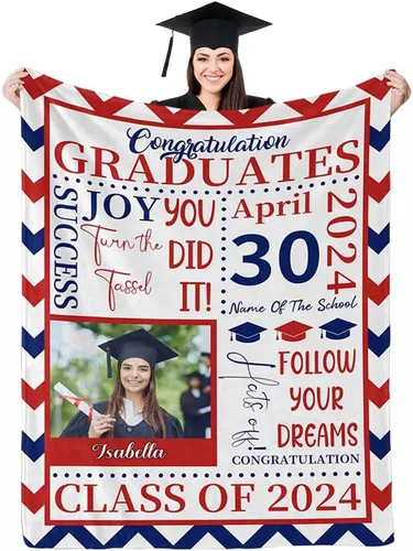 Miniatura 18 de D-Story Manta de franela personalizada para mujer, regalos de graduados, regalo de graduación de secundaria, regalos de graduación personalizados