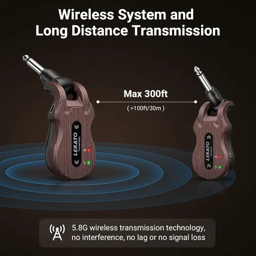 Miniatura 3 de LEKATO Sistema Inalámbrico para Guitarra 5.8 Transmisor Receptor Inalámbrico para Guitarra Transmisor Receptor Inalámbrico de Audio Recargable 4