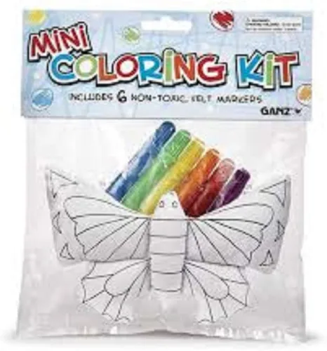 Ganz Mini kit para colorear - Mariposa - 6 marcadores de fieltro no tóxicos - Lavar y reutilizar