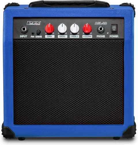 Miniatura 12 de LyxPro Amplificador de guitarra eléctrica de 20 W, altavoz incorporado, conector para auriculares y entrada auxiliar que incluye ganancia, graves