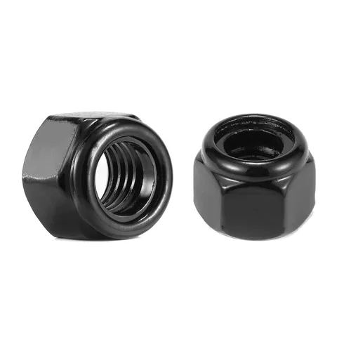 Tuercas hexagonales de nailon 1/2-13, 50 tuercas de seguridad de acero inoxidable 304, accionamiento hexagonal, acabado brillante, óxido negro por