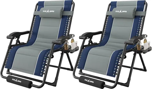 Miniatura 19 de Amopatio XL Padded Zero Gravity Chairs Foldable Zero Gravity Lounge Chair Outdoor Portable Reclining Chair with Removable Cup