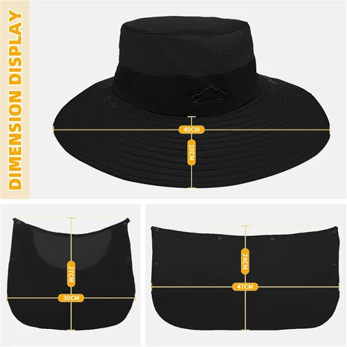 Miniatura 2 de Sombrero de pesca para hombre, sombrero de protección solar con malla extraíble, cubierta de solapa para el cuello, correa resistente al viento