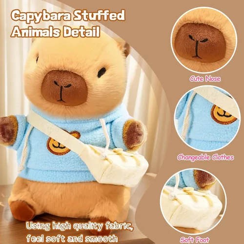 Miniatura 3 de Capybara - Peluche de Capybara con 9 prendas y accesorios, súper suave, para niños y niñas de 10.2 pulgadas (Capybara negro)