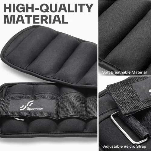 Miniatura 3 de Sportneer Adjustable Ankle/Wrist Weights for Men Women Kids, Weighted Leg & Cuff Strength Training for Yoga Walking Running Aerobics Gym Fitness