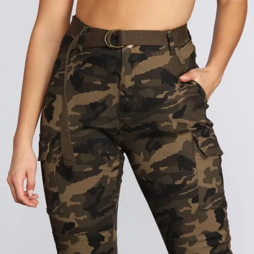 Miniatura 4 de Pantalones de senderismo tipo cargo para mujer, pantalones de camuflaje ajustados, casuales, para exteriores, pantalones deportivos con bolsillos