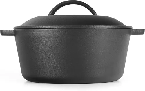 Miniatura 2 de Commercial Chef Horno holandés de 5 cuartos de galón con tapa, hierro fundido pre-sazonado, asas integradas, funciona en todas las estufas