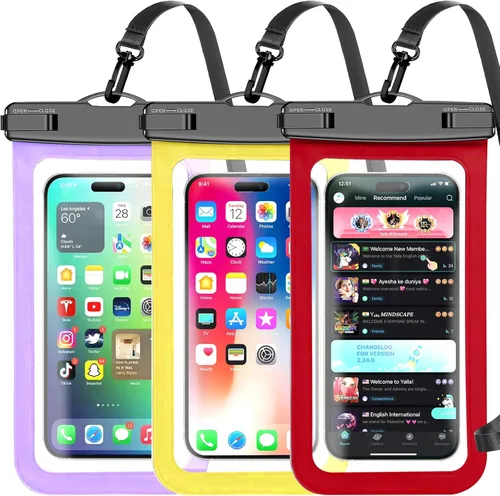 Miniatura 13 de Bolsa impermeable para teléfono, paquete de 2 fundas impermeables para teléfono blanco y negro, bolsa seca para teléfono celular, nivel