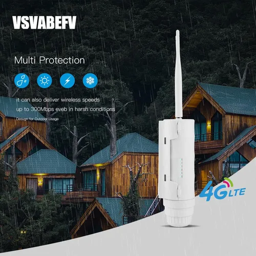 Miniatura 6 de VSVABEV - Router de módem 4G LTE para exteriores con ranura SIM, repetidor WiFi para interiores y exteriores de 2.4G 300Mbps, punto de acceso POE
