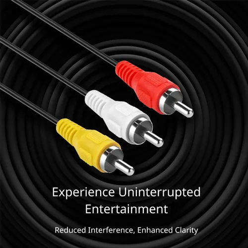 Miniatura 4 de Cable TNP 3 RCA AV – Cable de audio y video de 10 pies con conector macho a macho – Cable de video compuesto de doble blindaje rojo, blanco