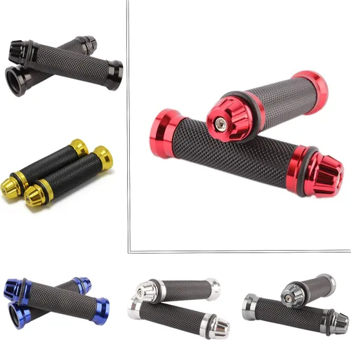 Motorcycle 7/8" CNC Hand Grips Aluminum Rubber Gel Handlebar for Sport Bike(Red)