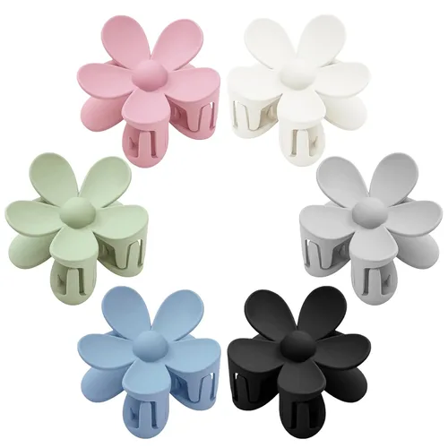 Miniatura 12 de 6 pinzas para el cabello de flores, pinzas de margarita, pinzas de garra grandes mate, pinzas de sujeción fuerte, accesorios para cabello grueso, 6
