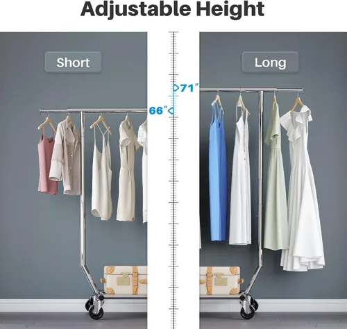 Miniatura 3 de HOKEEPER Perchero para ropa, percheros enrollables para colgar ropa, perchero portátil con ruedas bloqueables, perchero de ropa resistente de uso