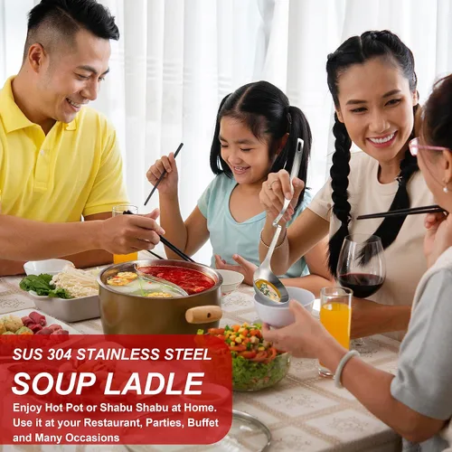 Miniatura 6 de Juego de cucharón y colador para ollas calientes – Shabu Shabu Shabu Kit de accesorios para ollas calientes, cucharas y cucharas de acero inoxidable
