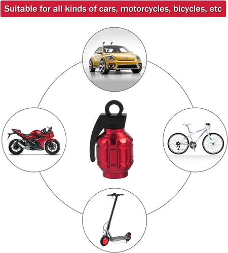 Miniatura 5 de SINGARO Tapón de válvula de neumático de aluminio, impermeable y a prueba de polvo, accesorios universales para SUV, automóvil, bicicleta y Rojo1
