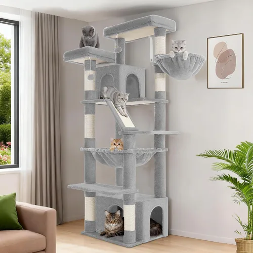 Miniatura 10 de Hzuaneri Árbol grande para gatos, torre para gatos de interior de 72 pulgadas de alto para 6 gatos grandes, actividad de escalada de esquina