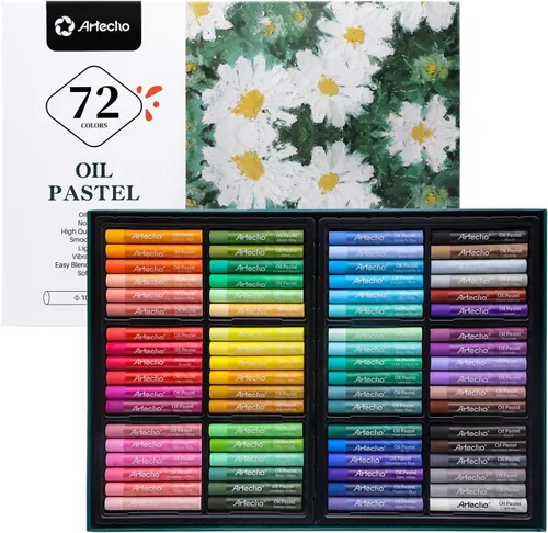 Artecho Juego de 72 pasteles al óleo de colores, pasteles suaves al óleo para pintura artística, dibujo, mezcla, suministros de arte para artistas,