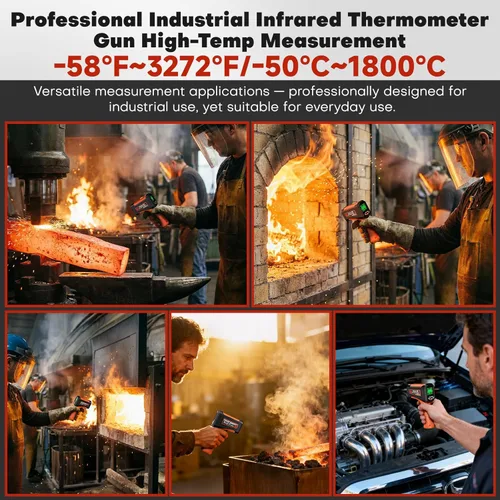 Miniatura 3 de Termómetro infrarrojo 50:1 pistola de temperatura láser -58 ℉ ~ 3272 ℉, termómetro de parrilla para horno de pizza para accesorios de plancha, 58°F