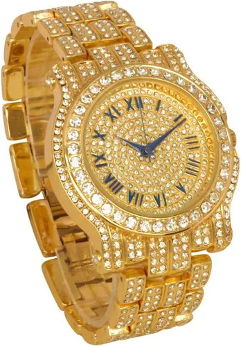 Miniatura 63 de Charles Raymond Bling-ed Out Ultimate Hip Hop Royalty Reloj para hombre con número romano de fácil lectura o indicadores de tiempo de diamantes