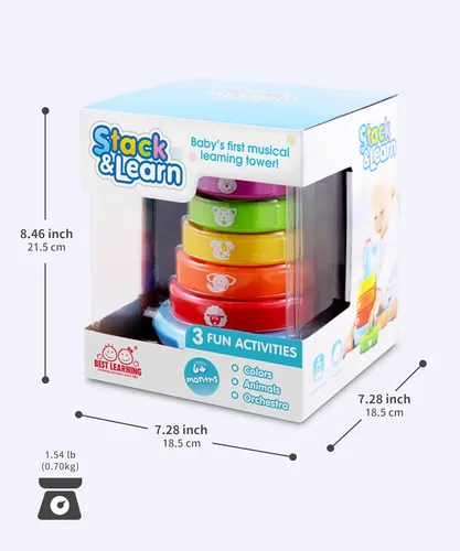 Miniatura 9 de BEST LEARNING Stack & Learn - Juguete apilable de actividades educativas de desarrollo para bebés de 6 o 9 meses en adelante Regalo de cumpleaños