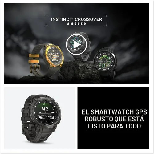 Miniatura 8 de Garmin Instinct® Crossover AMOLED, resistente reloj inteligente híbrido con GPS con manecillas de reloj analógicas y pantalla AMOLED brillante