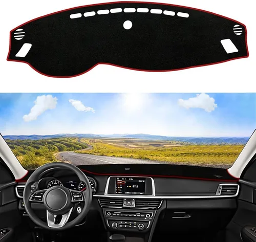 Miniatura 8 de Cubierta de tablero personalizada para Kia Optima 2016, 2017, 2018, 2019, 2020, decoración interior antideslizante, protector de rayos UV, Negro
