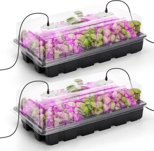 Miniatura 13 de MIXC Bandejas de Plántulas Bandeja Iniciadora de Semillas, Paquete de 5 Mini Propagador Kit de Invernadero de Plantas con Cúpulas Ventiladas de Verde