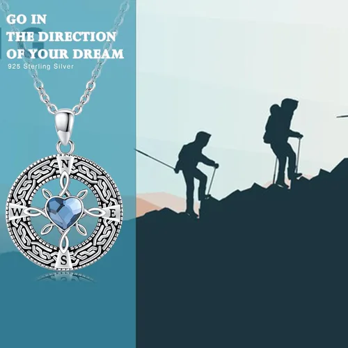 Miniatura 2 de Collar con brújula Go in the Direction of Your Dream con nudo celta irlandés, medallón redondo, brújula, colgante para hombres y mujeres, cristal