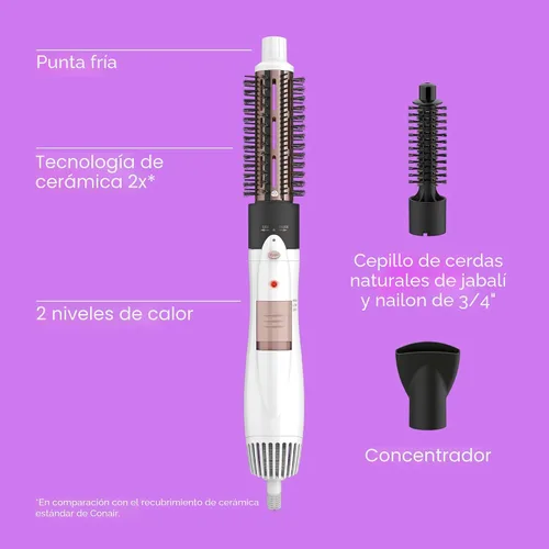 Miniatura 2 de Kit de combo de cepillo de aire caliente de cerámica turmalina Conair 3-en-1