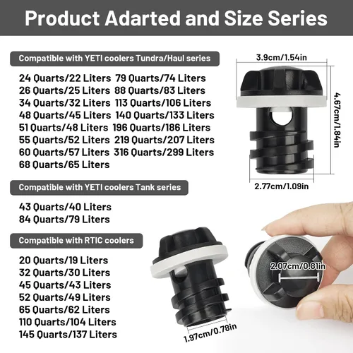 Miniatura 2 de Cooler Drain Plug, 2 Pack Replacement, Compatible with Yeti Roadie, Tundra, and Tank Coolers and Fit for RTIC Coolers