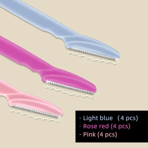 Miniatura 3 de 12 piezas de maquinilla de afeitar de cejas para mujer, herramienta de dermaplaning, recortadora de cejas con cubierta de seguridad, afeitadora