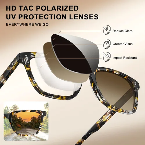 Miniatura 79 de Carfia Chic - Lentes de sol polarizados para mujer, protección UV400, marco de acetato pulido a mano