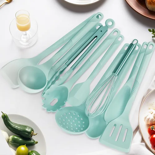 Miniatura 5 de Juego de utensilios de cocina de silicona, resistentes al calor de 600 °F, juego de utensilios de cocina antiadherentes con espátulas, cucharas