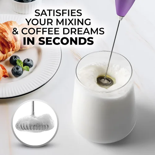 Miniatura 546 de Zulay Milk Boss Espumador de leche potente manual, hace espuma para latte, batidor para mezclar bebidas, café, miniespumador para capuchino, frappé