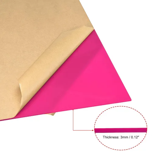 Miniatura 3 de uxcell 2 láminas acrílicas fundidas color rosa, 12 x 12 pulgadas, 0.118 in de grosor, tablero acrílico de plástico PMMA para proyectos de exhibición