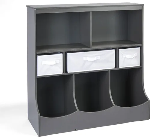 Miniatura 14 de Badger Basket Combo organizador de almacenamiento de juguetes y estantería, unidad de almacenamiento para niños con 3 cestas extraíbles, estantes