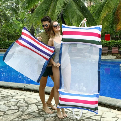 Miniatura 4 de FindUWill Flotadores de tela para piscina, XL, paquete de 2 hamacas inflables 4 en 1 (silla, silla, hamaca, flotador), tumbona flotante de piscina