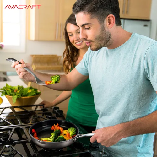 Miniatura 6 de AVACRAFT Sartén antiadherente de cerámica con tapa, sartén para huevos, sartén antiadherente de cerámica, 100% PFOA, sartén de cocción sin toxinas
