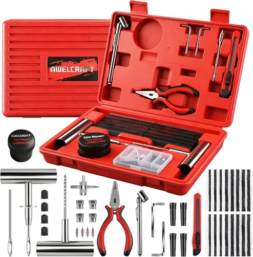 Miniatura 10 de AWELCRAFT Kit económico de reparación de neumáticos para fijar pinchazos y tapar planos, paquete de 10 piezas, ideal para automóviles, camiones